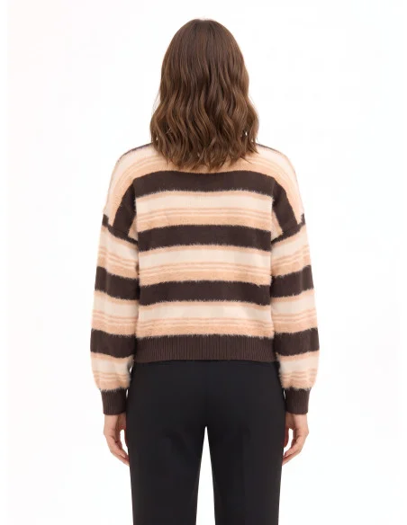 Camisola às riscas com fio efeito pelo Rinascimento
