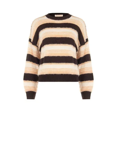Camisola às riscas com fio efeito pelo Rinascimento