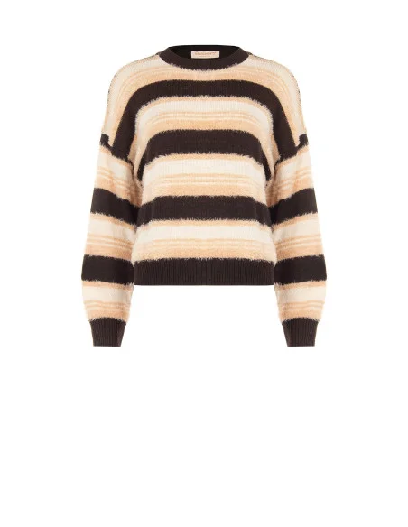 Camisola às riscas com fio efeito pelo Rinascimento