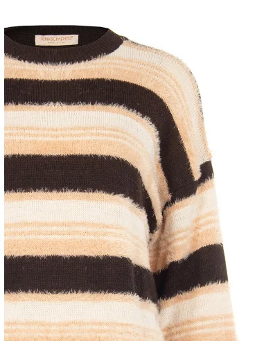 Camisola às riscas com fio efeito pelo Rinascimento