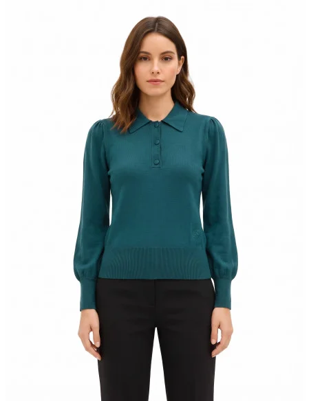 Camisola Polo com Logo Rr Bordado Rinascimento - Verde