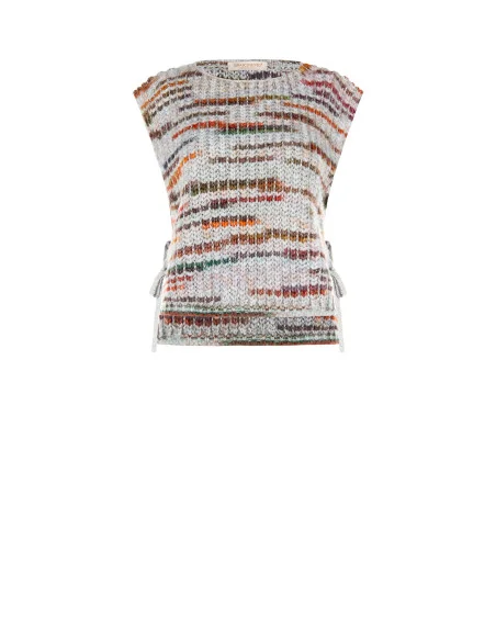Colete de malha entrançada com lurex e laços nas laterais Rinascimento