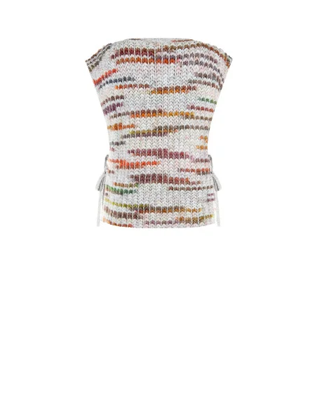 Colete de malha entrançada com lurex e laços nas laterais Rinascimento
