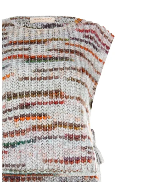 Colete de malha entrançada com lurex e laços nas laterais Rinascimento