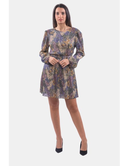 Vestido de fio de lamé floral Lokita