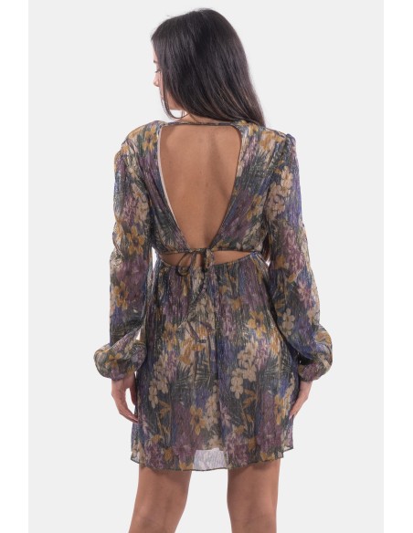 Vestido de fio de lamé floral Lokita