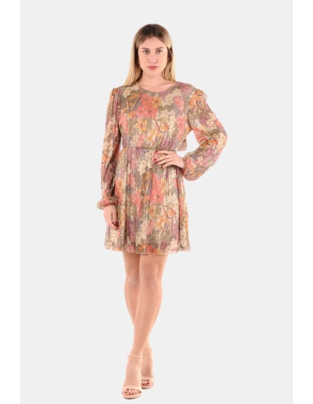 Vestido de fio de lamé floral Lokita