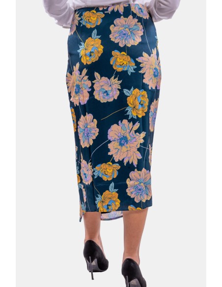 Saia Longuette Guess com fenda e estampado floral