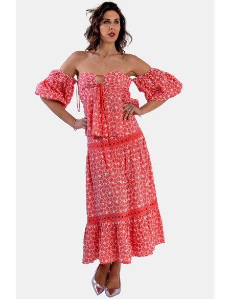 Top em linha A com padrão floral Fracomina