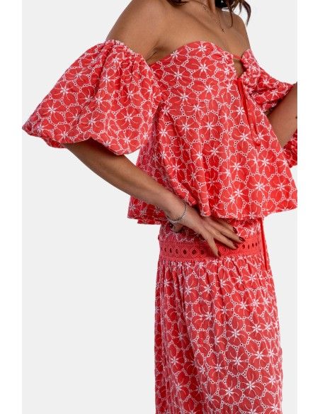 Top em linha A com padrão floral Fracomina