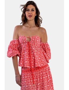 Top em linha A com padrão floral Fracomina