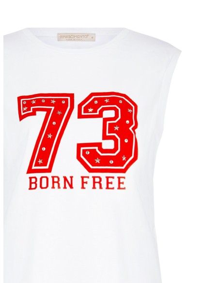 T-shirt com estampado maxi e tachas Rinascimento