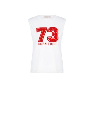 T-shirt com estampado maxi e tachas Rinascimento
