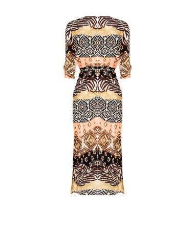 Vestido comprido com corpete enrolado e fecho de correr nas costas Rinascimento