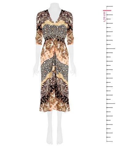 Vestido comprido com corpete enrolado e fecho de correr nas costas Rinascimento