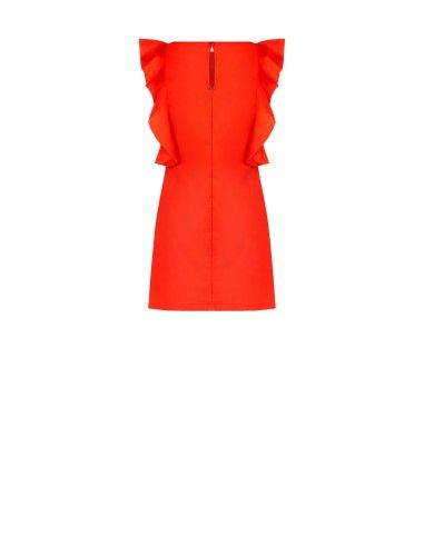 Vestido curto em tecido paraquedas com folhos Rinascimento