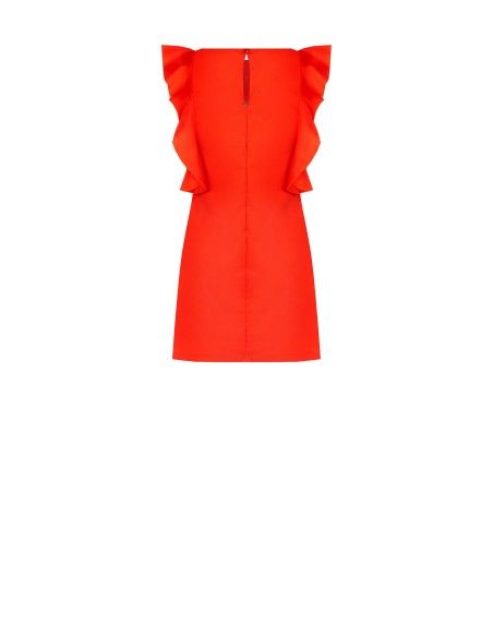 Vestido curto em tecido paraquedas com folhos Rinascimento