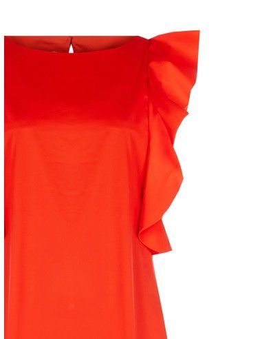 Vestido curto em tecido paraquedas com folhos Rinascimento
