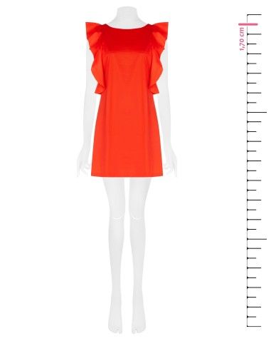 Vestido curto em tecido paraquedas com folhos Rinascimento