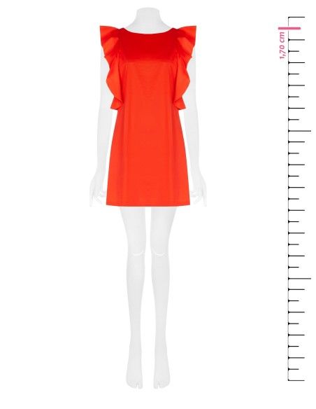 Vestido curto em tecido paraquedas com folhos Rinascimento