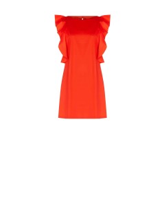 Vestido curto em tecido paraquedas com folhos Rinascimento