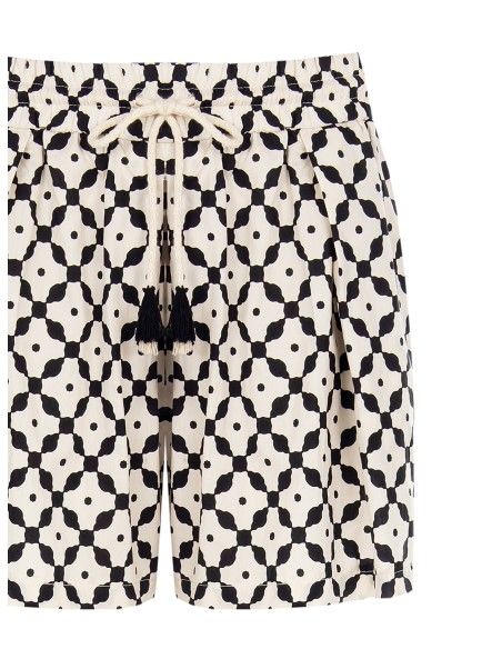 Calças curtas de algodão baggy com borlas Rinascimento