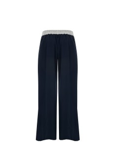 Calças Palace em viscose mista plissada com bolsos e elástico em contraste Rinascimento 2