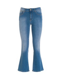 Jeans Bella Flare Cropped em Ganga Stretch Sofisticada Fracomina