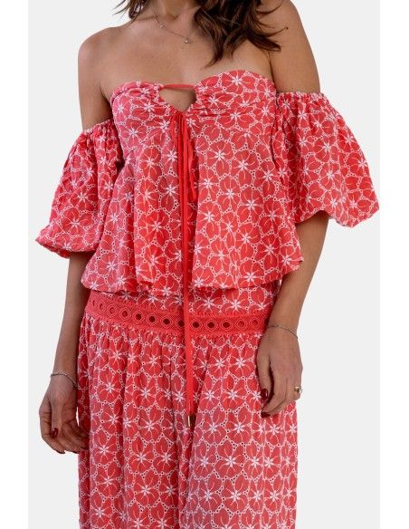 Top em linha A com padrão floral Fracomina