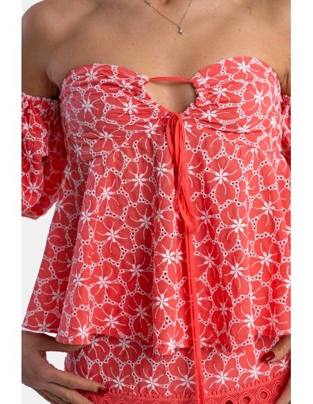 Top em linha A com padrão floral Fracomina