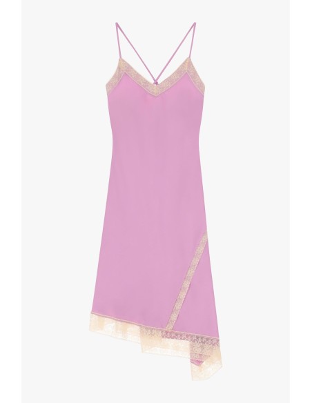 Vestido de lingerie assimétrico com decote em V e alças Dixie