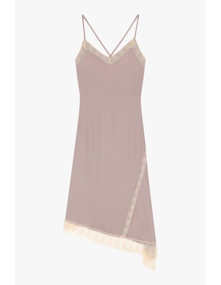 Vestido de lingerie assimétrico com decote em V e alças Dixie