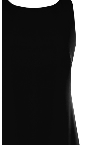 Vestido curto em linha A em tecido técnico com folhos Maxi Rinascimento