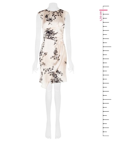 Vestido drapeado em cetim macio com alças Rinascimento