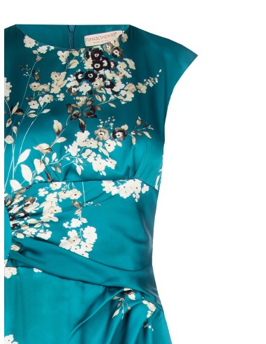 Vestido drapeado em cetim macio com alças Rinascimento