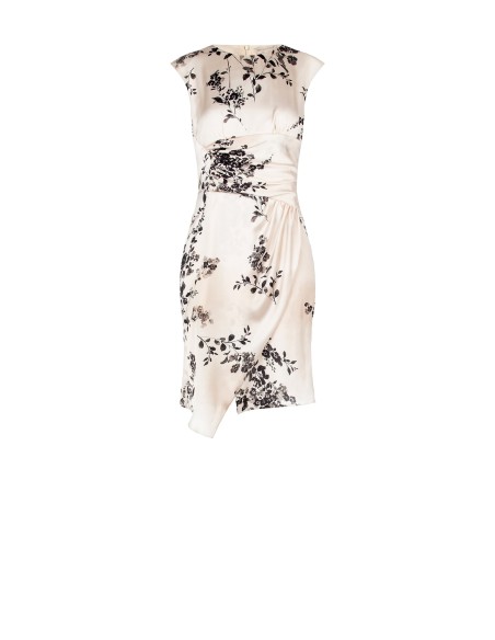 Vestido drapeado em cetim macio com alças Rinascimento