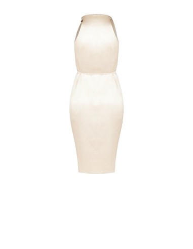 Vestido curto de cetim com renda ligeiramente franzida Rinascimento