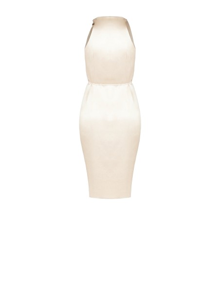 Vestido curto de cetim com renda ligeiramente franzida Rinascimento