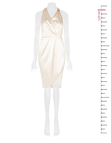 Vestido curto de cetim com renda ligeiramente franzida Rinascimento