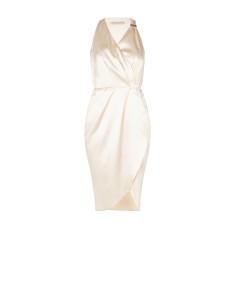 Vestido curto de cetim com renda ligeiramente franzida Rinascimento