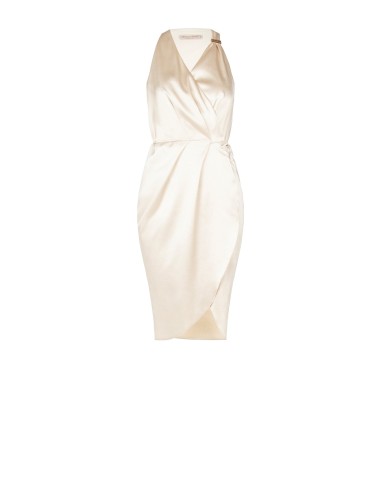 Vestido curto de cetim com renda ligeiramente franzida Rinascimento