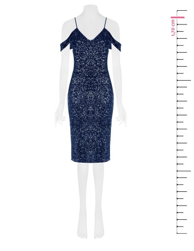 Vestido com bainha coberto de lantejoulas Rinascimento