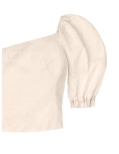 Top com um ombro só em cetim Jacquard Rinascimento