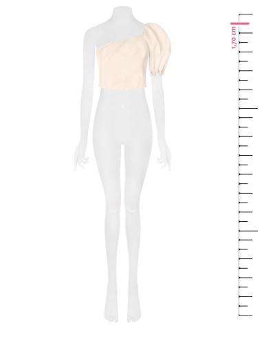 Top com um ombro só em cetim Jacquard Rinascimento