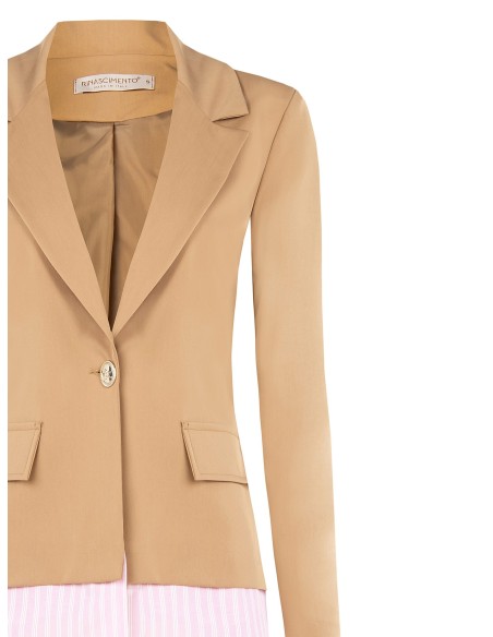 Casaco blazer em poliviscose com inserções às riscas Rinascimento