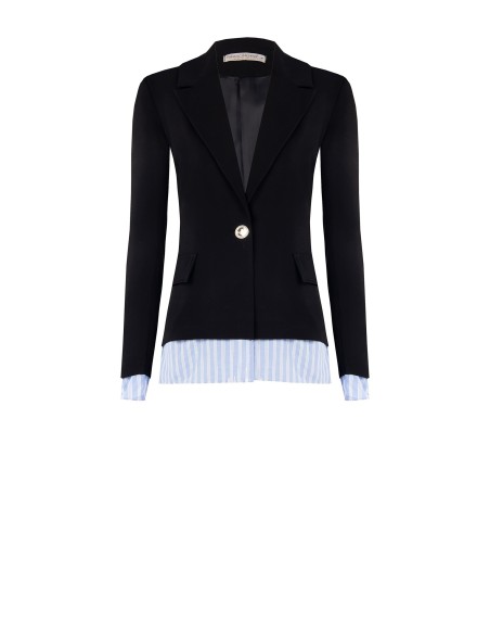 Casaco blazer em poliviscose com inserções às riscas Rinascimento