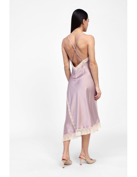 Vestido de lingerie assimétrico com decote em V e alças Dixie