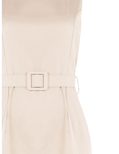 Vestido curto com bainha de algodão misto e cinto rígido a condizer Rinascimento