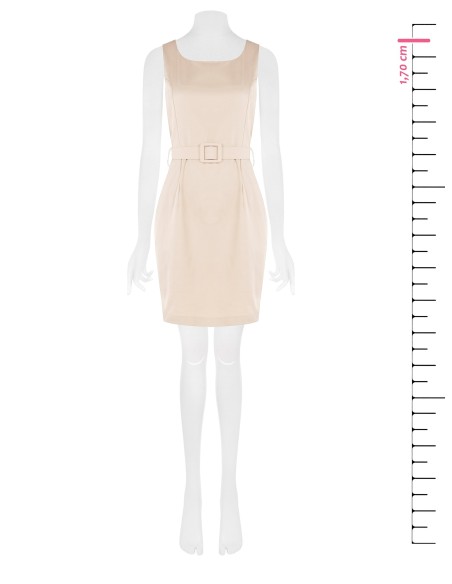 Vestido curto com bainha de algodão misto e cinto rígido a condizer Rinascimento