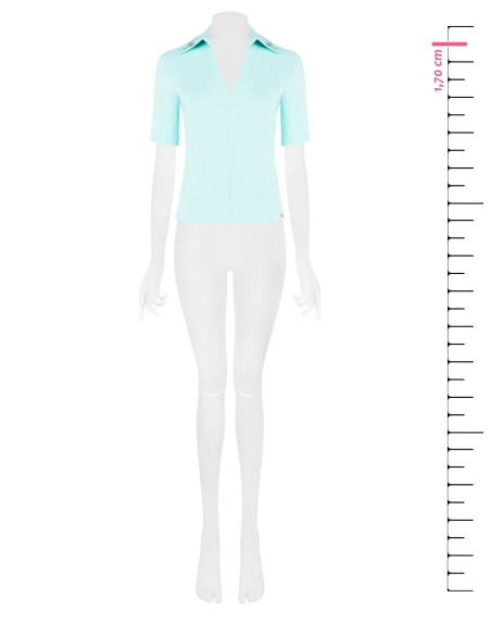 Pólo em tecido Bi-Stretch com laços de strass no colarinho Rinascimento